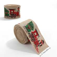 1 Roll 63mm Christmas Woven Ribbon, Faux Burlap Ribbon For Bows, Snowflake Decorations, Christmas,Christmas