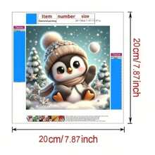 5D 钻石画套件 - 可爱企鹅钻石马赛克艺术工艺品，全钻 DIY 墙面装饰，20*20 厘米/7.87*7.87 英寸 - 彩色 - 查看 3