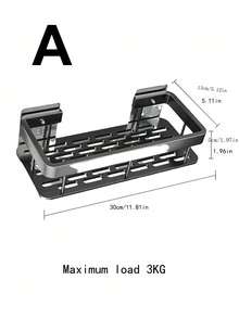 1pc No Drilling Bathroom Shelf, Wall-Mounted Storage Rack, Organizer For Shampoo, Conditioner, Cosmetic - Black - View 6