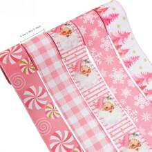 Wired Christmas Ribbon Pink Plaid Grosgrain Ribbons For Wedding Cake Packaging Birthday Gift Wrapping Bowknot Christmas Decor,Christmas - Width 63mm - View 6