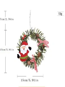 1 件圣诞饰品，圣诞花环装饰，雪人，驯鹿，圆形 PVC 挂饰，圣诞树松果吊坠（颜色可能略有不同） - 彩色 - 查看 6