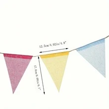 1 lá cờ đuôi nheo bằng vải lanh đay rực rỡ - Đồ trang trí lễ hội mộc mạc cho sinh nhật, đám cưới, Giáng sinh - Biểu ngữ bền để treo trang trí nhà cửa - Nhiều màu - Xem 2