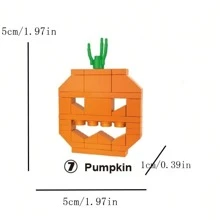 Juguetes de construcción de bloques pequeños de Halloween: Bruja, Vampiro, Zombi - Rompecabezas de dibujos animados de Halloween, regalo de cumpleaños para niños, regalo de Navidad, invierno, Acción de Gracias - Bloques de colores - Multicolor - Ver 5