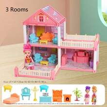 Nueva casa de muñecas Juguetes para niñas, Casa de muñecas con figuras de muñecas de juguete con luz, accesorios, muebles, juguetes de juego de roles para niñas de 3, 4, 5, 6, 7 años (combinación aleatoria, consulte el producto real)