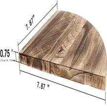 3 pezzi Mensole angolari rotonde in legno rustico da parete, scaffali di stoccaggio, scaffali a parete, libreria, mensole galleggianti per decorazione della casa per camera da letto, soggiorno, ufficio e cucina