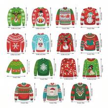 15pcs/Set Christmas Sweater Rhinestone Painting Keychain, 5D Diamond Art Keychain Christmas Rhinestone Painting Craft Kits For DIY Home Decor - Multicolor - View 6