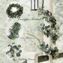 1 Stück künstliche Eukalyptus Ranke Pflanze, echte Textur, Künstliche Grünpflanze, simulierte hängende Pflanze, geeignet für Hochzeit, Hof, Garten, Zuhause, Party, Tisch, Wand Dekoration, Heimdekoration - Verschiedenfarbig - Übersicht 2