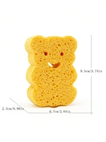 1pc Golden Baby Bath Sponge, Natural Bathing Sponge For Infant & Kids, Bathing Scrubber Cleaning Sponge For Newborns