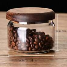 Glass Food Storage Containers With Airtight Wooden Lids, Glass Jars For Home & Office Use, Clear Glass Canisters For Tea, Coffee Beans, Nuts, Spices, Sugar, Overnight Oats, Cereal, Rice, Candy Storage