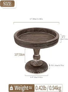 1 PC 11" Round Wood Display Riser: Rustic Wooden Risers Decorative Pedestal Plate Stand Small Candle Holder Tray For Wedding Birthday Decor - High Tray - View 3