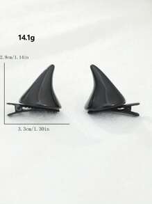 2pcs Girls Horns Hair Clip, Halloween Daily Decoration - Black - View 2