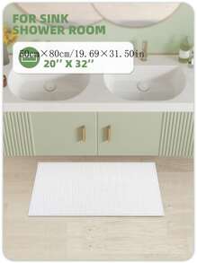 1 tấm thảm phòng tắm hình chữ nhật bằng vải nhung, màu trơn, thiết kế đơn giản, chống trượt, đế TPR, thấm hút, mềm mại, thoải mái, dễ vệ sinh và có thể giặt bằng máy, thích hợp cho bồn rửa, bồn tắm, nhà vệ sinh, sàn phòng tắm, trang trí phòng tắm, thảm trải sàn, thảm trải sàn, thảm trải sàn ngoài trời, thảm chùi chân, phụ kiện phòng tắm, trang trí lối vào trường học - trắng - Xem 6