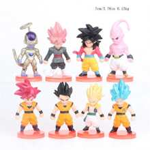 Decoración navideña Set de 8 figuras de acción de PVC de los personajes anime Goku, Vegeta y Brolly de la 2da generación, coleccionables y juguetes navideños