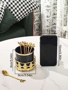 1set Stainless Steel Dessert & Coffee Spoons, 6pcs - Multicolor - View 3