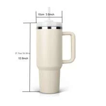 1pc 40 Oz Stainless Steel  Tumbler With Handle Lids Travel Mug Car Water Bottle Insulated - Pink - View 8