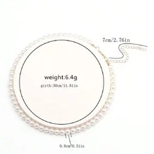 女士时尚蝴蝶结珍珠项链，双层颈链设计 - 白色 - 查看 2