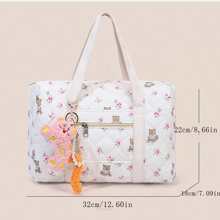 Duża torba ciążowa, prosta torba na pieluchy z nadrukiem, torba na ramię, torba wielokomorowa dla mam (bez akcesoriów) - Biały - Zobacz 3