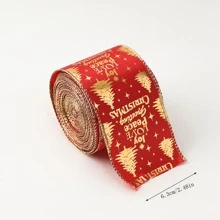 1 buc Panglică din satin de Crăciun, realizată manual, cu fundă decorată, decorațiuni de Crăciun, ambalaje pentru cadouri, accesorii pentru petreceri, pungi elegante de cadouri de sărbători și decor pentru pahar de vin, Crăciun