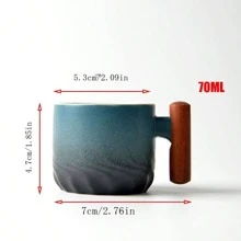 1 chiếc cốc cà phê Espresso mini 70ml, thiết kế tối giản theo phong cách Nhật Bản, bộ tách trà bằng gốm có tay cầm, chống bỏng, thích hợp cho trà chiều, bộ tách cà phê, cốc cà phê & tách trà gia dụng cỡ nhỏ - Màu xanh lam - Xem 3