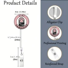 有趣的猫徽章卷轴、身份证夹、伸缩徽章夹、保持爪子积极性、身份证夹、护士徽章卷轴、教师徽章、礼物 - 粉色 - 查看 3