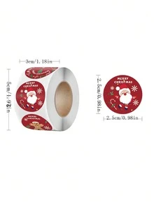 Bộ 500 miếng/cuộn nhãn dán hoạt hình Giáng sinh vui vẻ - Ông già Noel, Bông tuyết, Quà tặng, Nhãn dán niêm phong táo - 2,5cm * 2,5cm - Xem 5