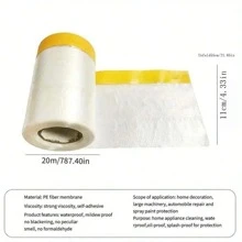 55*2000cm Disposable Furniture Dust Cover With Adhesive Tape, Plastic Dust Cover, Home Bed Sofa Dust Cover, Table Protective Cover, Car Tire Protection Cover - Multicolor - View 2