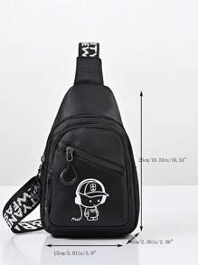 儿童腰包卡通时尚多功能黑色男孩胸包适合户外旅行和玩耍，轻便女孩单肩包，学生手机袋，婴儿背带包 - 黑色 - 查看 12