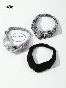 3pcs Girls' Fabric Criss-Cross Elastic Headbands Set - Multicolor - View 5