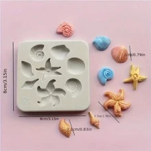 1 Peça Molde de Silicone Marinho, Estrela do Mar, Concha, Molde de Vela, Molde de Resina de Argila DIY, Ferramenta Artesanal Feita à Mão