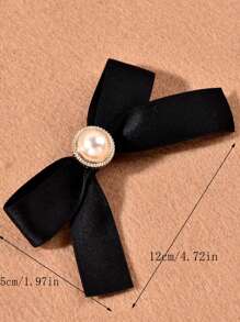 1 对法式黑色仿珍珠蝴蝶结发夹，适合青少年 - 1對 - 查看 6