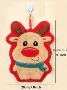 1-Piece Hanging Style Handkerchief With Cute Cartoon Christmas Pattern Hand Towel, Strong Water Absorption And Quick Drying Towel Suitable For Bathroom, Kitchen, Living Room Decoration, Coral Fleece Material, Ultra-Fine Fiber Towel Home Bathroom Decor Fall Decor Back To School Dish Cloths Kitchen Towel - Multicolor - View 3