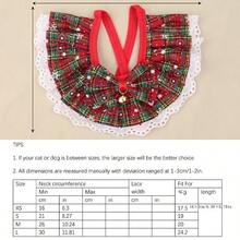 1pc Pet Christmas Scarf, Breathable And Non-Irritating, Checkered Design With Bell Charm And Bow, Assorted Styles (Gold Check, Red/Black Check, Green/Black Check, Black/White Check), Suitable For All Seasons To Keep Your Pet Fashionable And Adorable - Multicolor - View 2