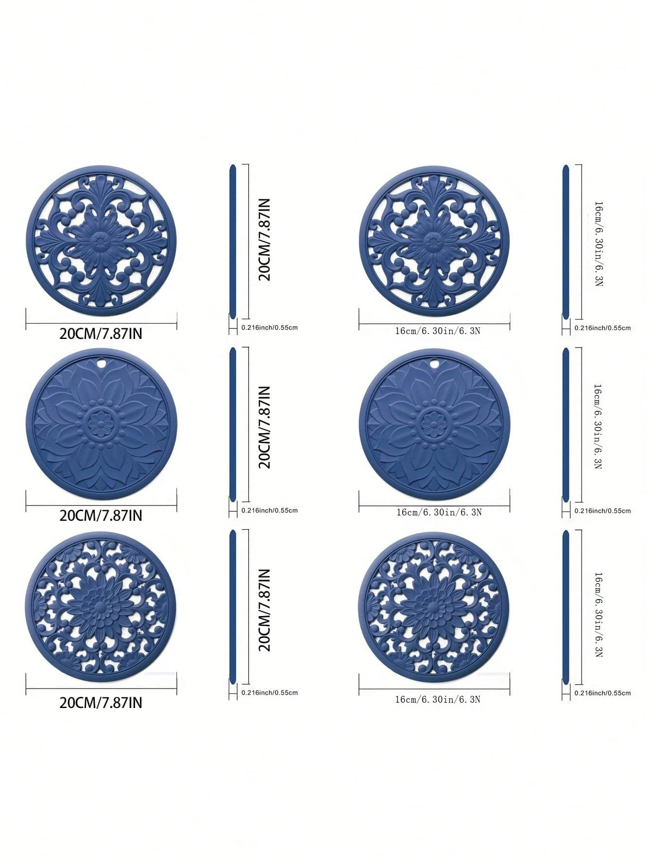 lovely flower ชุดที่วางภาชนะร้อน 3 ชิ้น ทำจากซิลิโคน, ที่รองหม้อกันลื่น