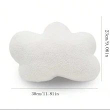 1件装可爱云朵枕午睡腰垫床头枕客厅沙发靠背北欧风格简约白云毛绒枕头 - 彩色 - 查看 2