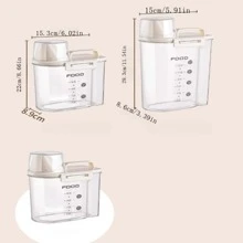 1pc Transparent PET Grains & Flour Sealed Storage Canister, Anti-Insect And Moisture, With Measurement Cup