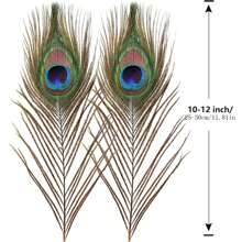 10pcs Artificial Peacock Feathers, Multi-Color Changing, Suitable For Home Decor, Jewelry Making, Crafts (Vase, Wedding, Party, Christmas Decoration),Fake Plants - Multicolor - View 4