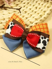 1pc/2pcs Girls Denim Effect Multi-Layer Bow Hair Clips - Multicolor - View 2