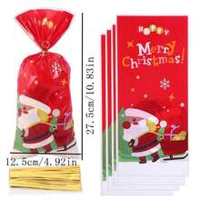 50pcs Christmas OPP Gift Bags Santa Claus Candy Cookie Popcorn Drawstring Bags Christmas Decorations Christmas Decor Christmas Gifts Christmas Party Supplies Christmas Gift Bags Christmas Bags Christmas Stickers - Four Color Mixing - View 2