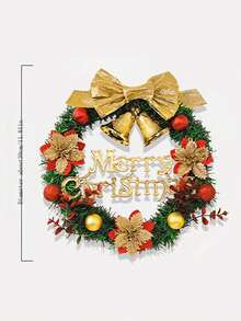 Vòng hoa Giáng sinh nhân tạo cổ điển, Đồ trang trí treo tường bằng nhựa với hoa màu đỏ và điểm nhấn màu vàng, Thích hợp để trang trí ngày lễ, Tương thích với Giáng sinh và Halloween, Không cần nguồn điện, Dành cho cửa trước, tủ, Trang trí tường - vòng hoa giáng sinh - Xem 8