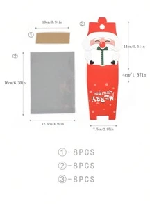 8/16 件装圣诞圣诞老人饼干袋糖果盒牛轧糖礼品包装用品圣诞新年派对装饰 - 彩色 - 查看 3