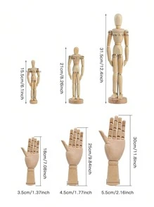 木制可调节关节人体模型可移动手模型木制小雕像素描画装饰，适合客厅办公室最佳礼物 - 多色 - 查看 3