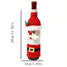Decoración navideña, Funda de botella de vino navideña con diseño de punto de Papá Noel y muñeco de nieve, decoración para la cena de Navidad, ambiente de restaurante
