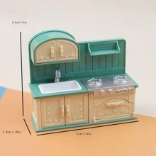 Kids Pretend Play Mini Washing Machine Kitchen Scene Toy Set, Doll House Miniature Furniture DIY Model