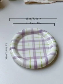 1pc Nordic Style Striped Ceramic Platter, High-Quality Afternoon Tea Cake Plate, Creative Western Style Steak Plate, Home Decor Ring Dish, Festival Gift, Birthday Blessing, Party Supply, Gift For Boyfriend/Girlfriend Christmas Gift