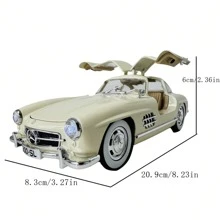 1pc 1952 Vintage Creamy White 1:24 Scale Diecast Aluminum Alloy Model Collectible Ornament, Antique Car Replica With Light & Sound Effect, Open Doors, Gift For Car Enthusiasts, Birthday/ Birthday Gifts Graduation