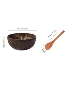 1 Set (Coconut Bowl + Spoon) Coconut Shell Bowl, Retro Round Bowl, Coconut Shell Spoon, Suitable For Serving Smoothies, Desserts, Etc. Can Be Used For Catering, School Supplies. Coconut Shell Spoon, Christmas Gift - Coconut Shell - View 7