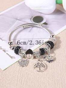 1 pieza Pulsera ajustable de acero de titanio con cristal en forma de árbol de la vida de moda para niñas, accesorio diario - Pulsera - Ver 10