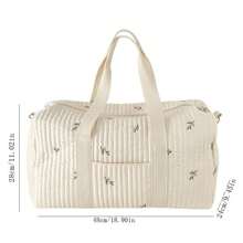 新款刺绣妈咪包，大容量尿布包，旅行包，孕妇包 - 米色 - 查看 2