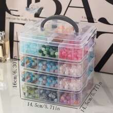 1pc Portable Jewelry Storage Box With Lid, Multi-Functional And Compact, Clear View, Divided Compartments For Makeup, Accessories, And Small Items - White - View 2