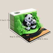 3D Pop-Up Panda Calendar 2025 - Creative DIY Paper Sculpture Desk Decor, Art Pad Clock Calendar, Unique 3D Panda Design Notepad With 1 Piece - Multicolor - View 7